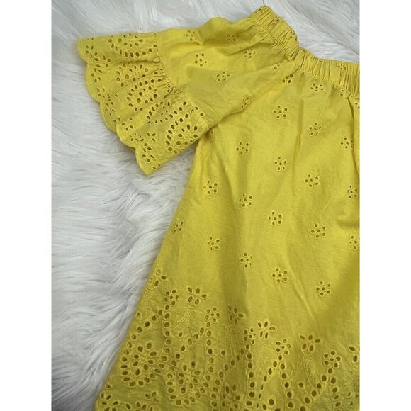 Large KONTROL CONTEMPORARY Eyelet Top Blouse Off the Shoulder Women's Yellow - Picture 4 of 9